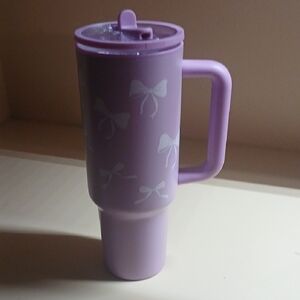 Purple Travel Mug with Bow Design